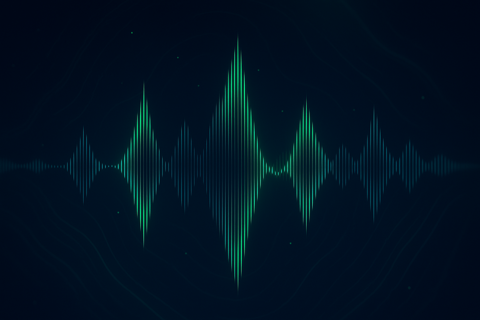 Neon-groene soundwave-visual met muziekpatronen